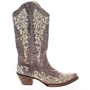 CORRAL WOMEN'S CRATER WITH BONE EMBROIDERY WESTERN BOOTS - SNIP TOE